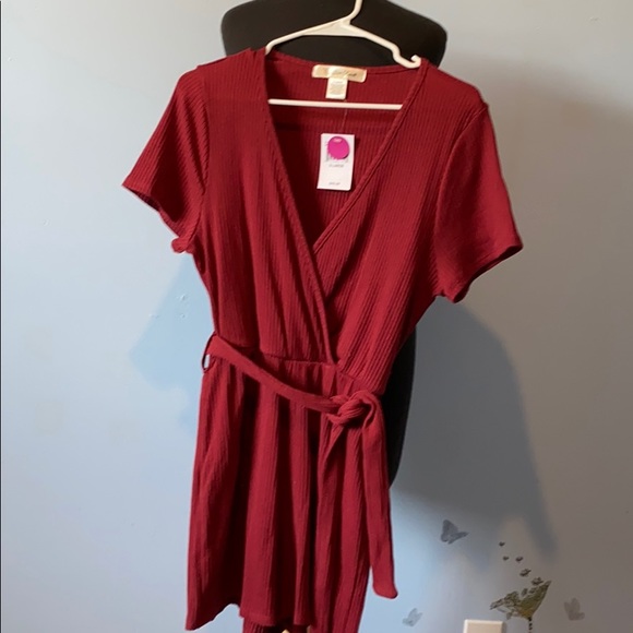 Burgundy Cross-Body Romper - Picture 1 of 2